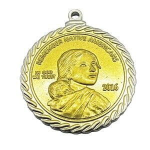 Sacajawea American Indian Code Talkers Coin Gold Silver Tone Coin Pendant 2016